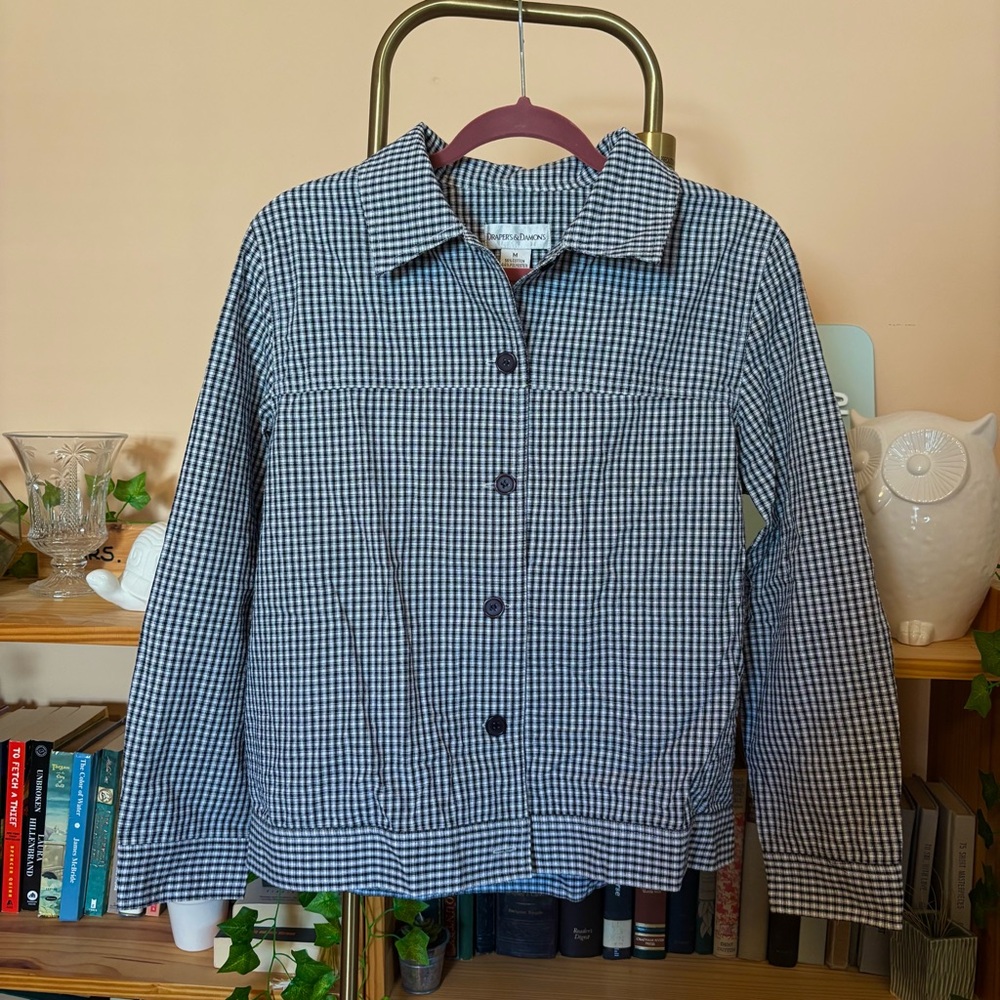 Black and White Gingham Thick Button-Down